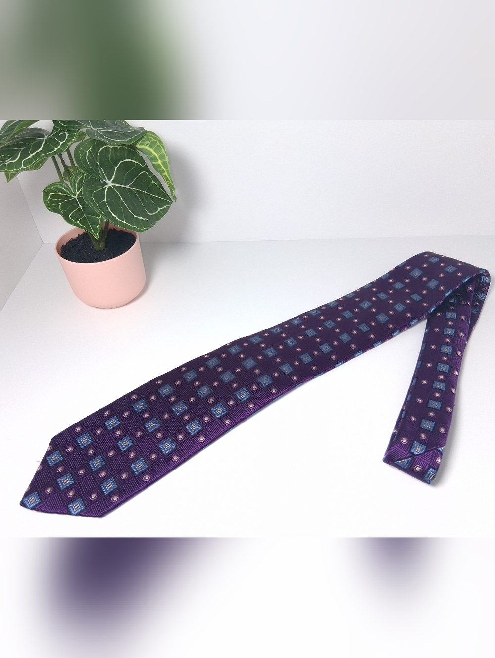 Robert Talbott Purple Silk Geometric Tie